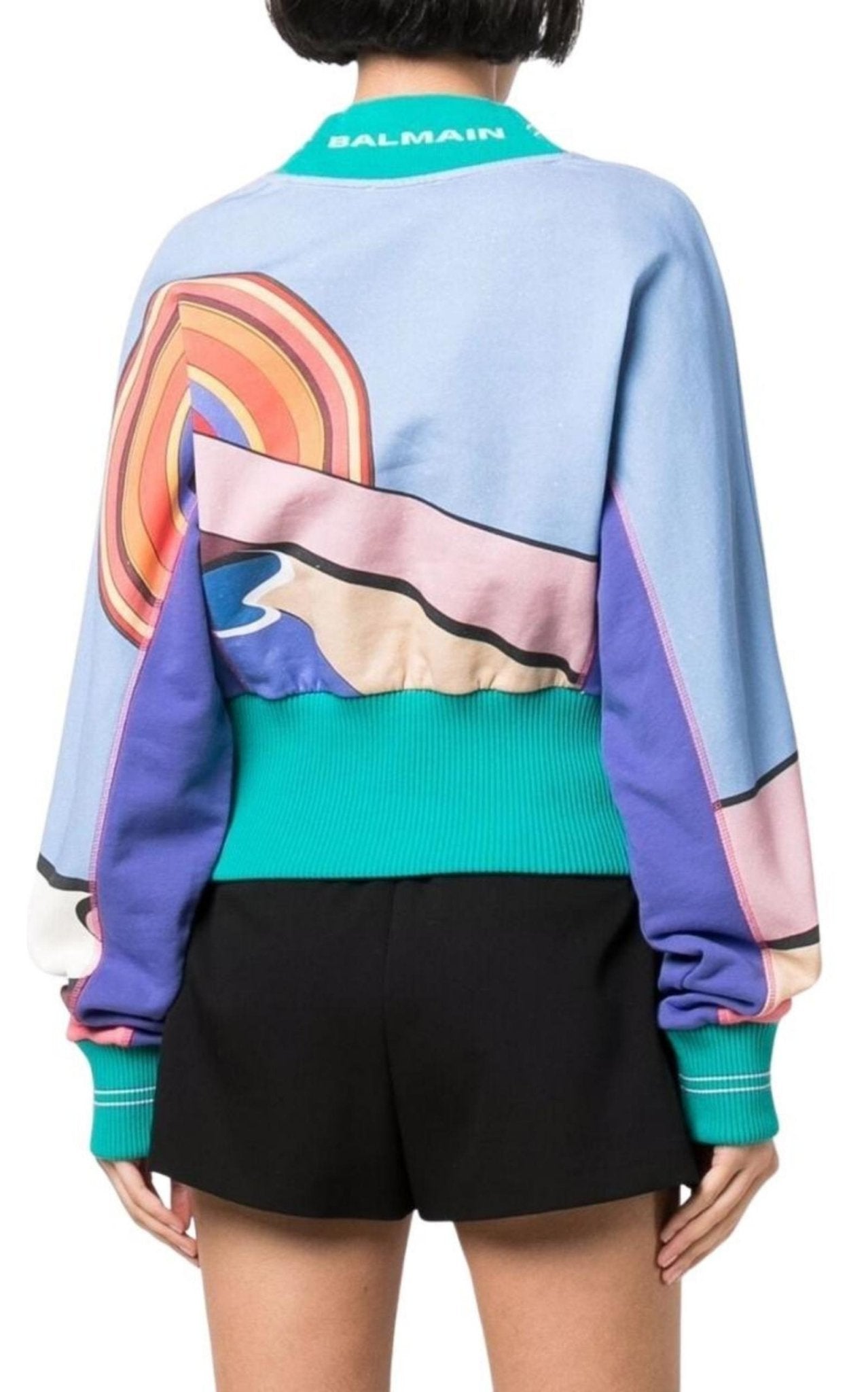 Balmain Geometric Print Crewneck Sweatshirt - Runway Catalog