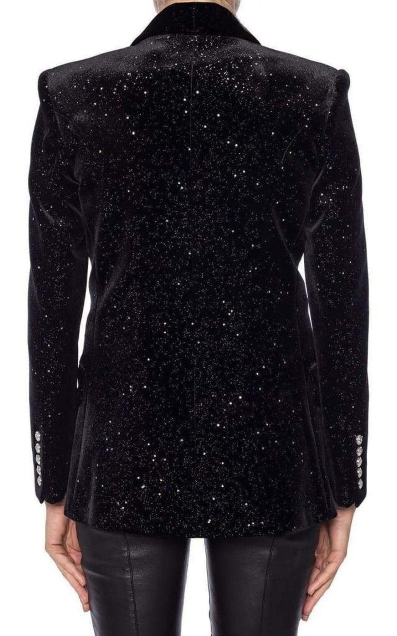 Balmain Glittered Velvet Double Breasted Blazer - Runway Catalog