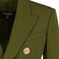 Green Wool Double-breasted Blazer Balmain