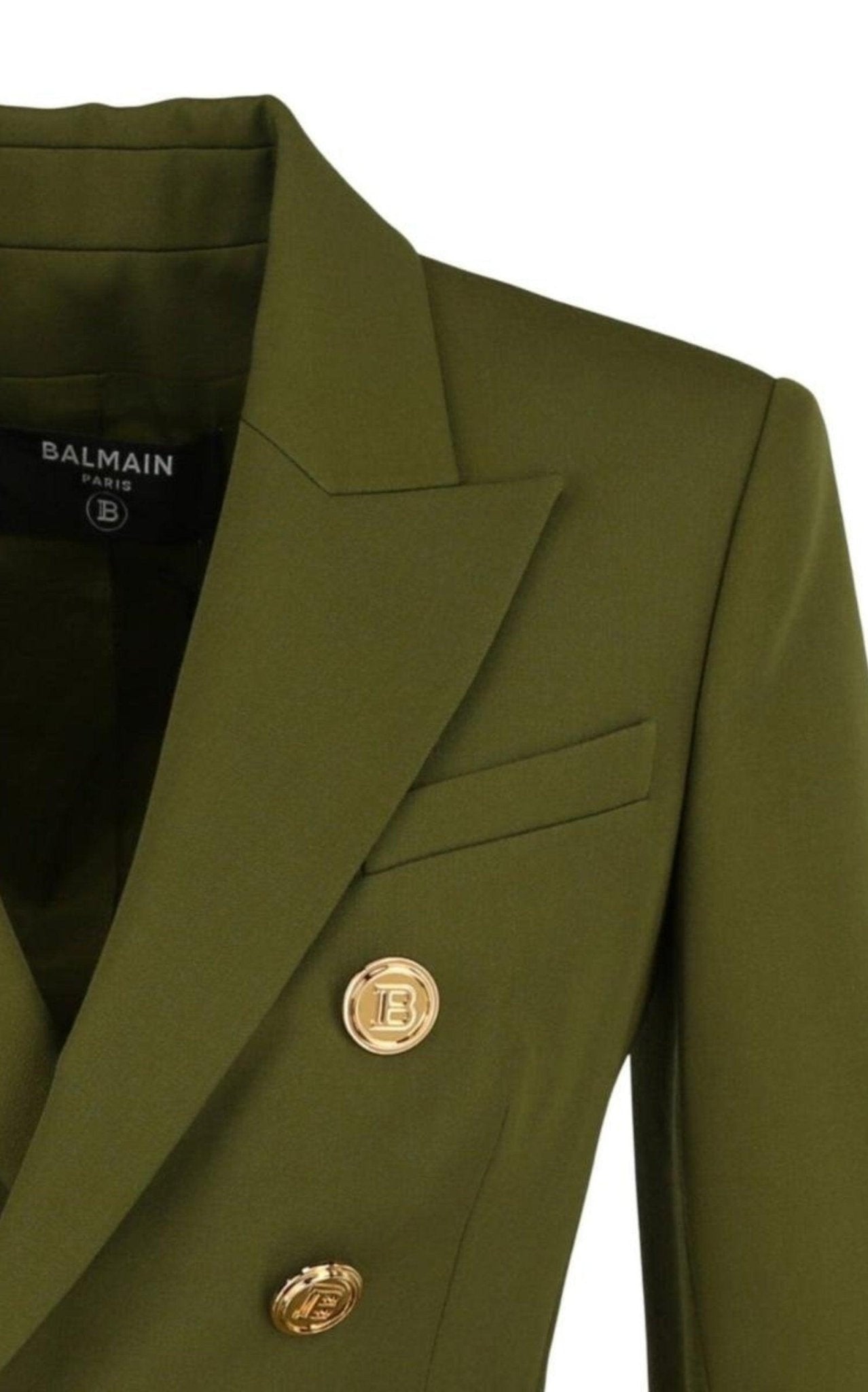 Balmain Green Wool Double - breasted Blazer - Runway Catalog