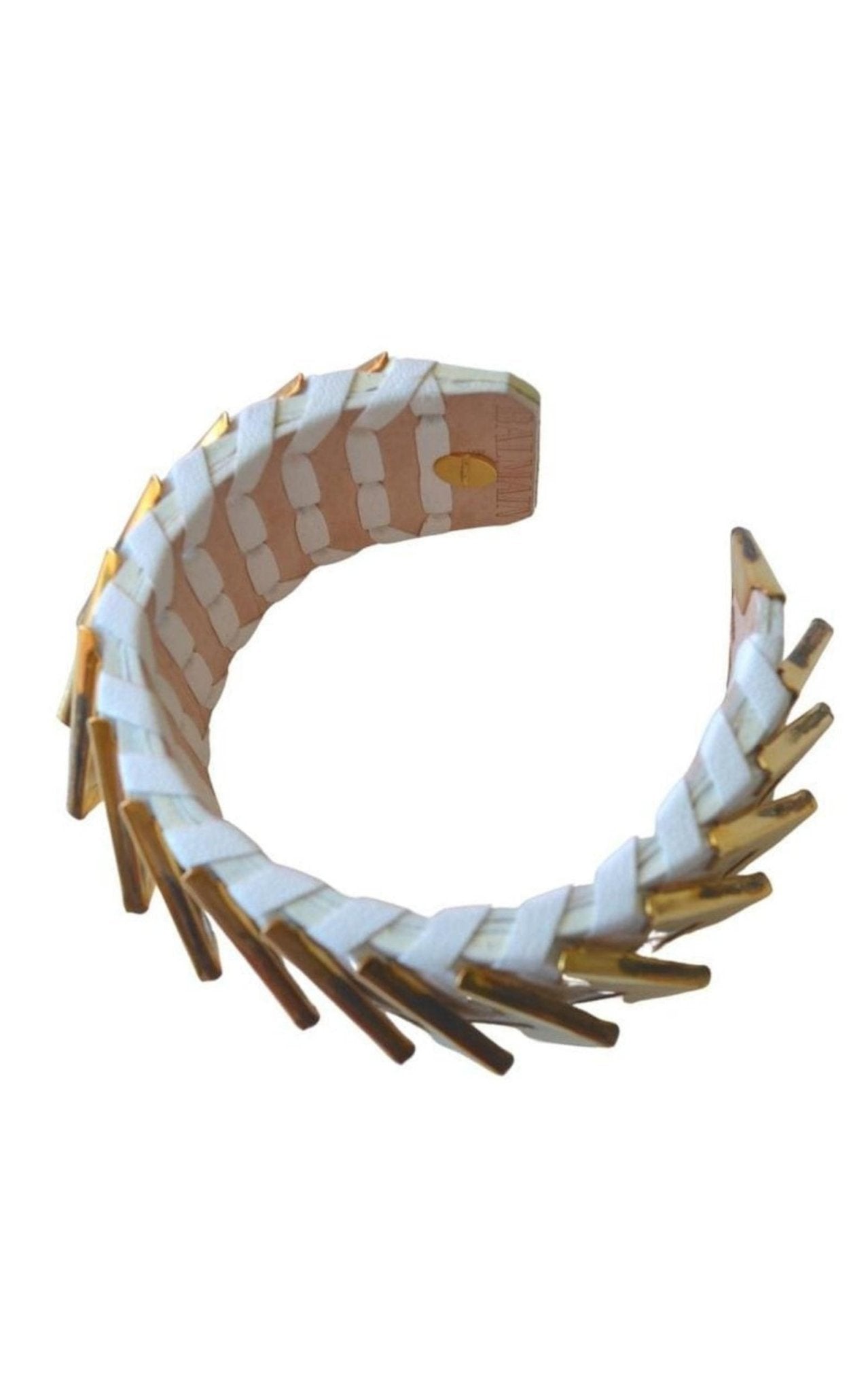 Balmain Greta White Napa Leather Bracelet - Runway Catalog