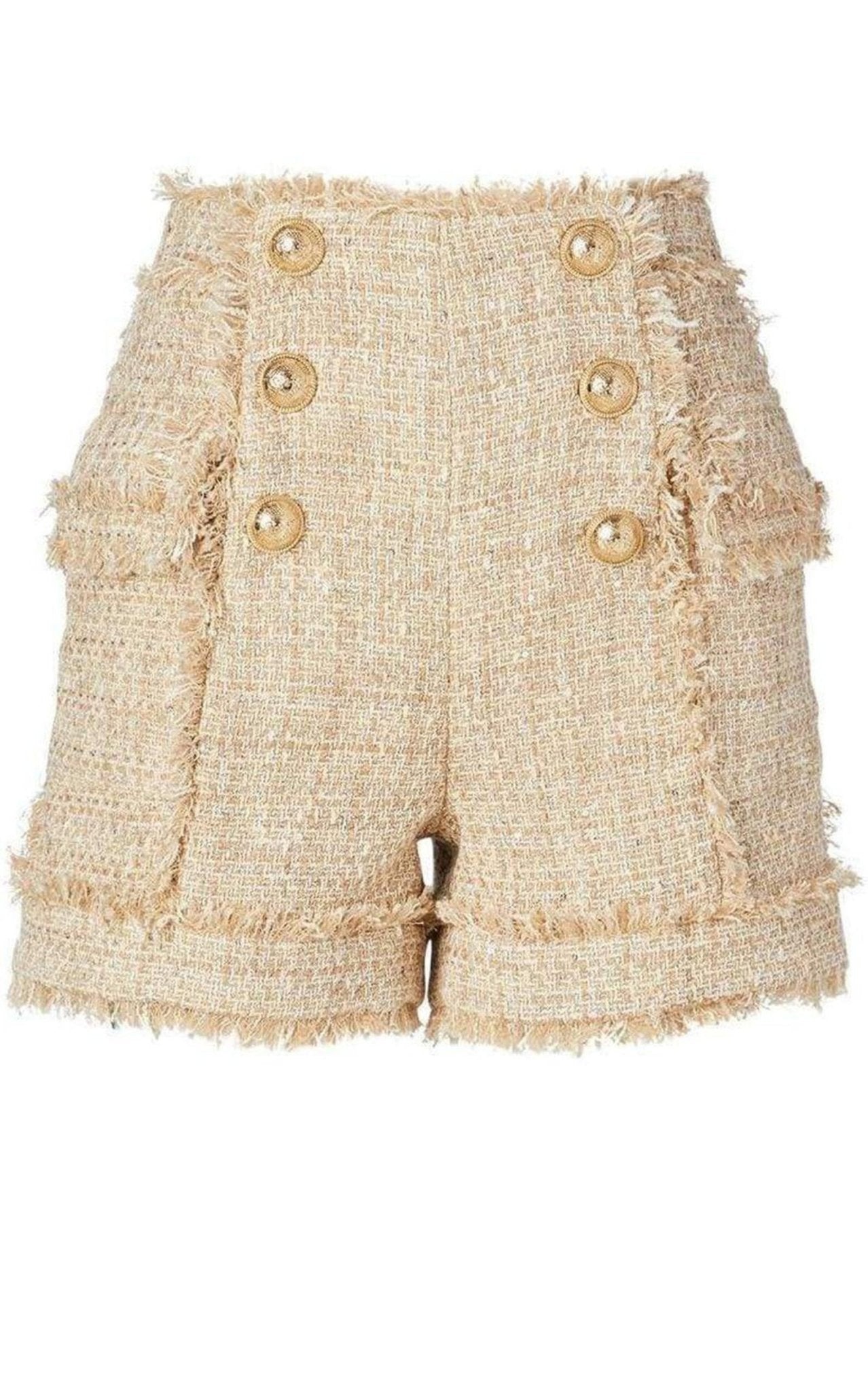 Balmain High - rise cotton - blend tweed shorts - Runway Catalog