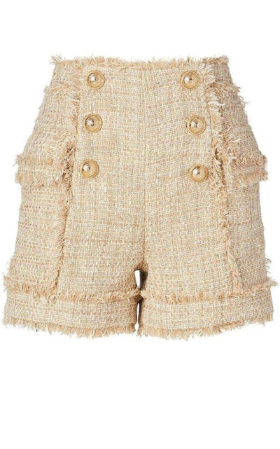 Balmain High - rise cotton - blend tweed shorts - Runway Catalog