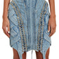 High-waist Lace-up Denim Skirt Balmain