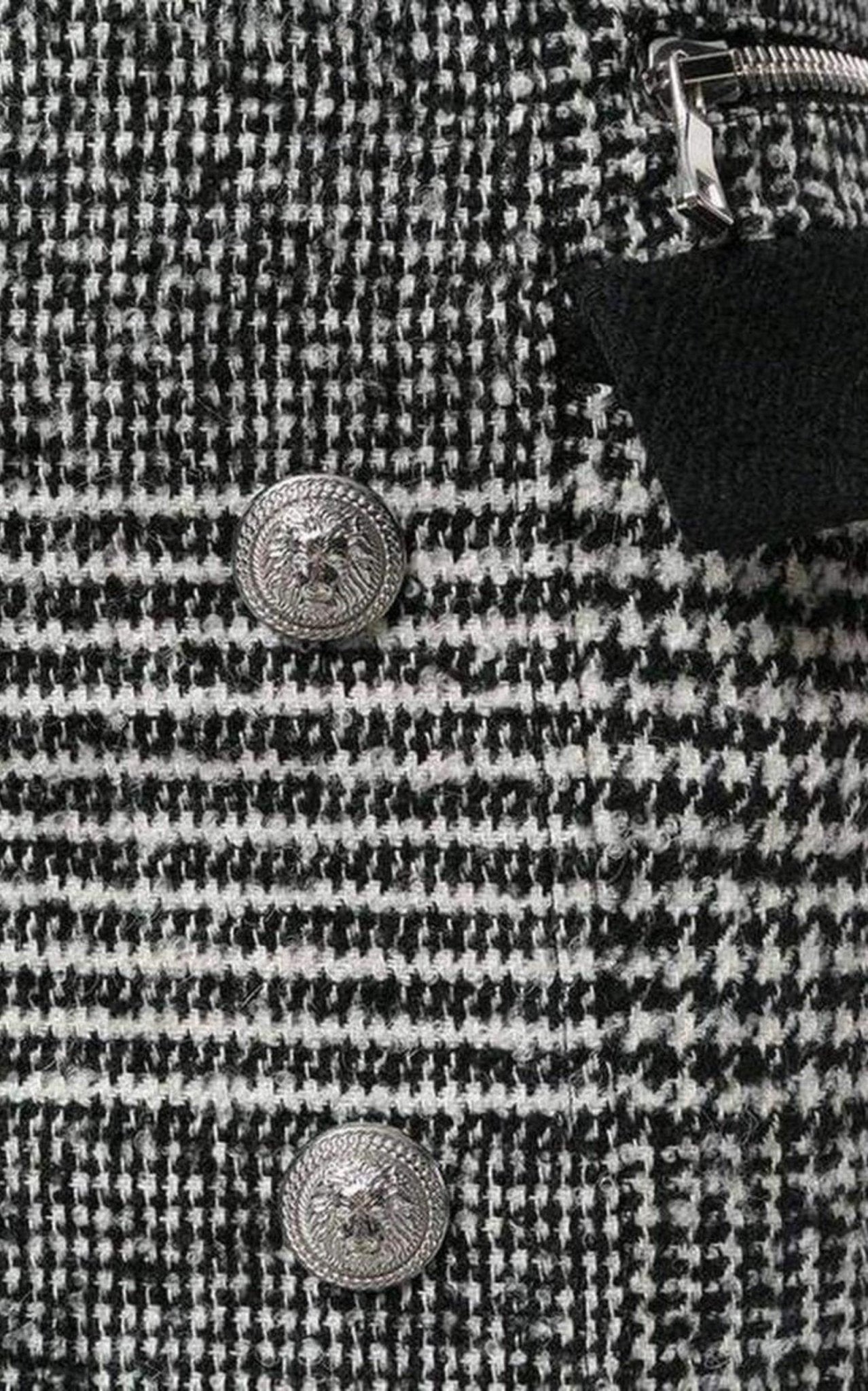 Balmain Houndstooth High - Rise Wool - Blend Mini Skirt - Runway Catalog