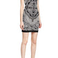 Jacquard Lace Print Mini Dress Balmain