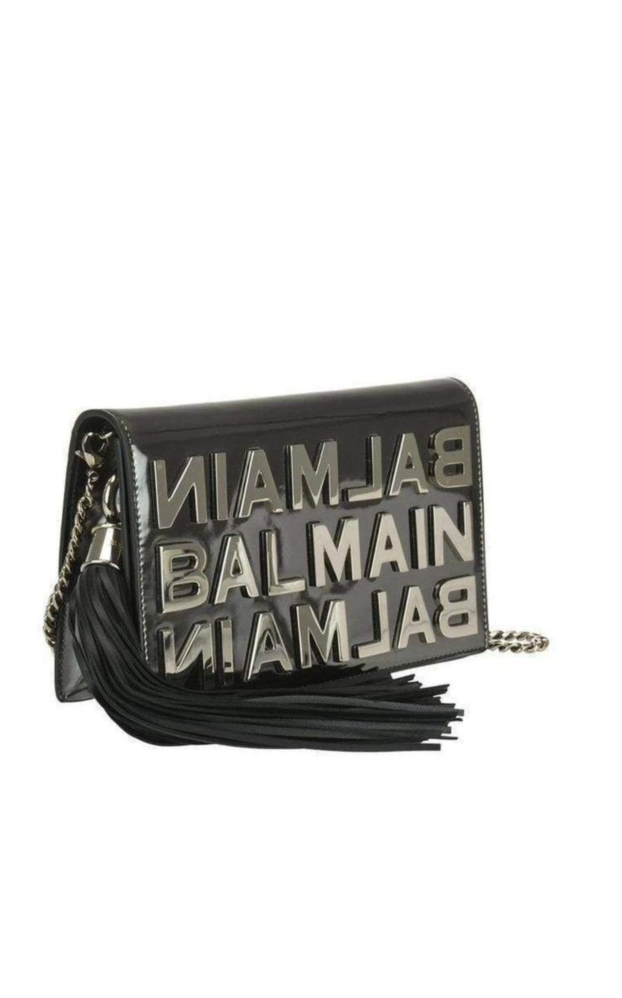 Balmain Logo Mirror Leather Crossbody Bag - Runway Catalog