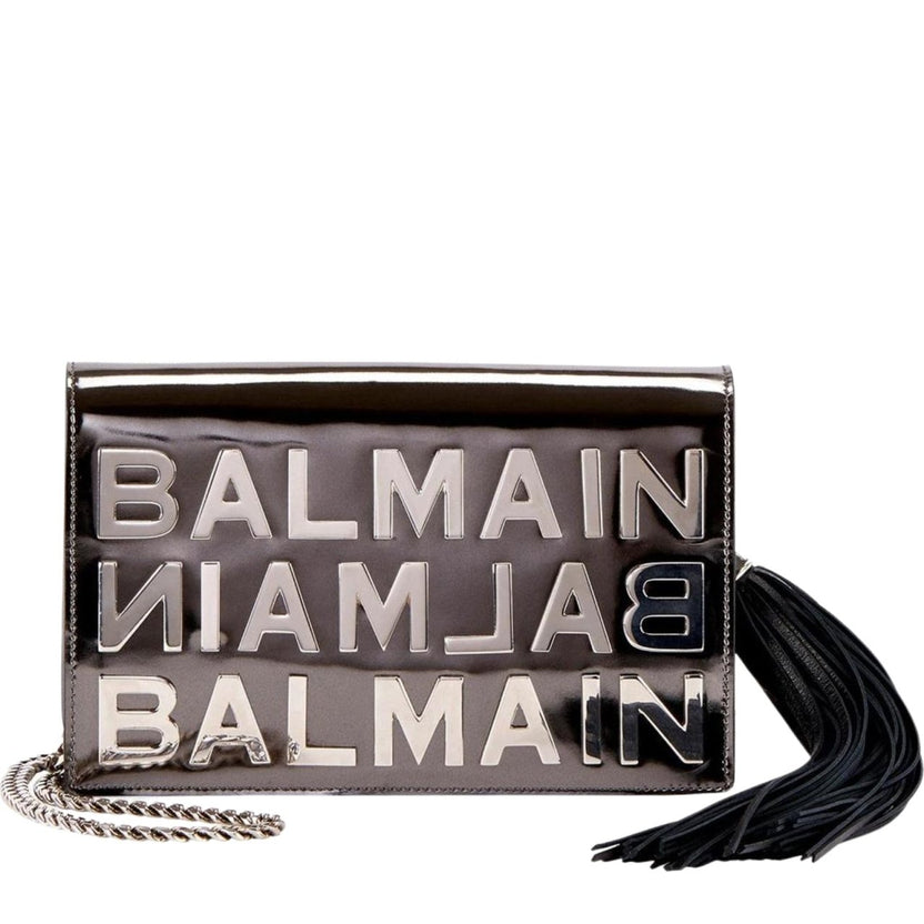 Balmain Logo Mirror Leather Crossbody Bag - Runway Catalog