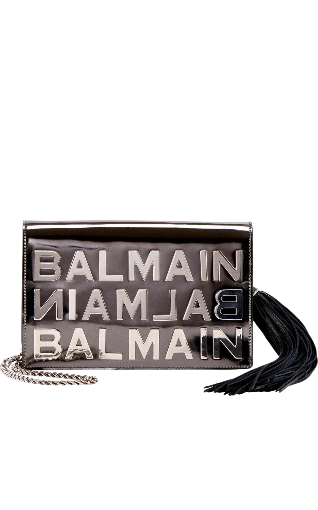 Balmain Logo Mirror Leather Crossbody Bag - Runway Catalog