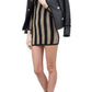 Lurex Gold Black Striped Pattern Mini Dress Balmain