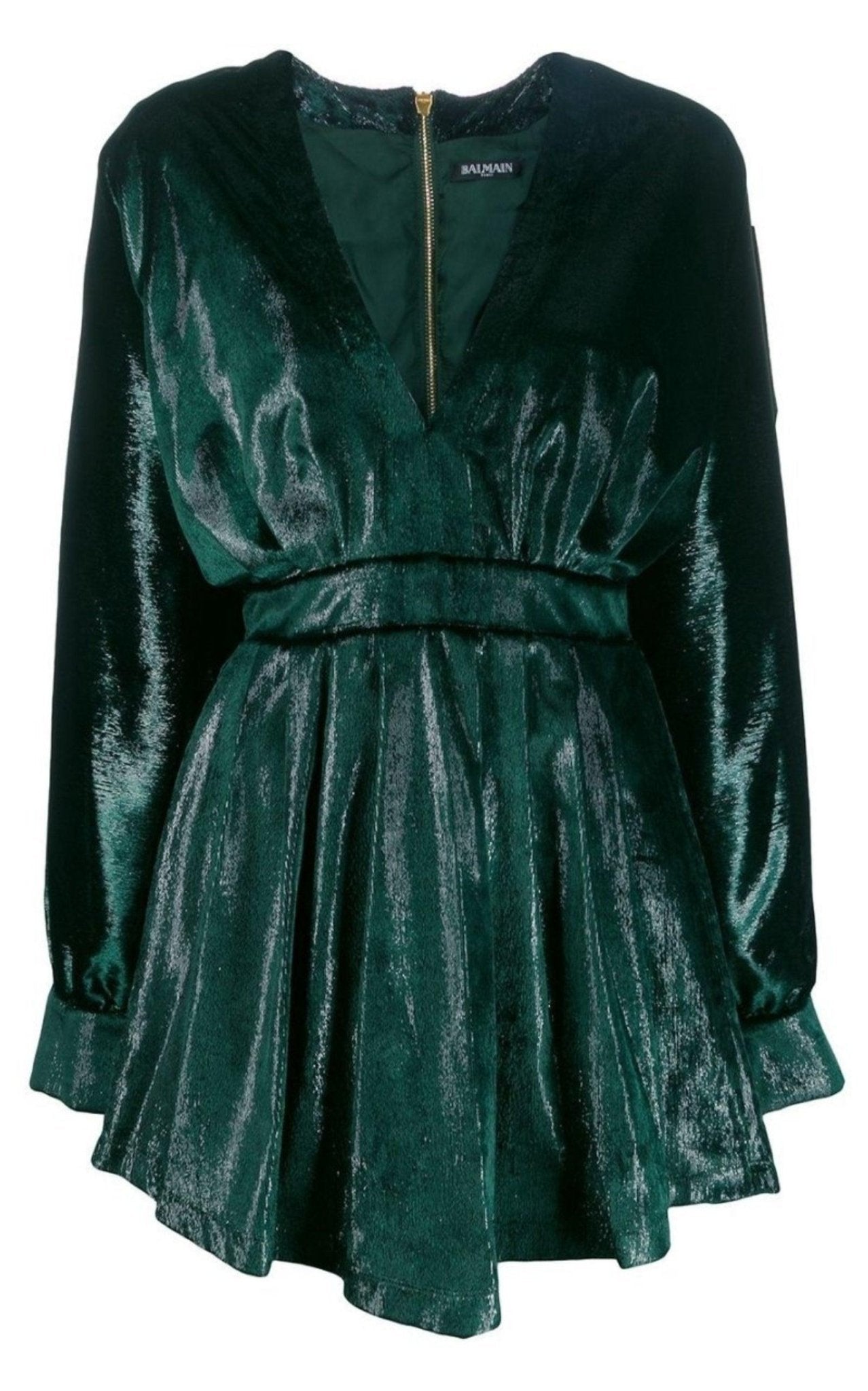 Balmain Metallic Flared Dress - Runway Catalog