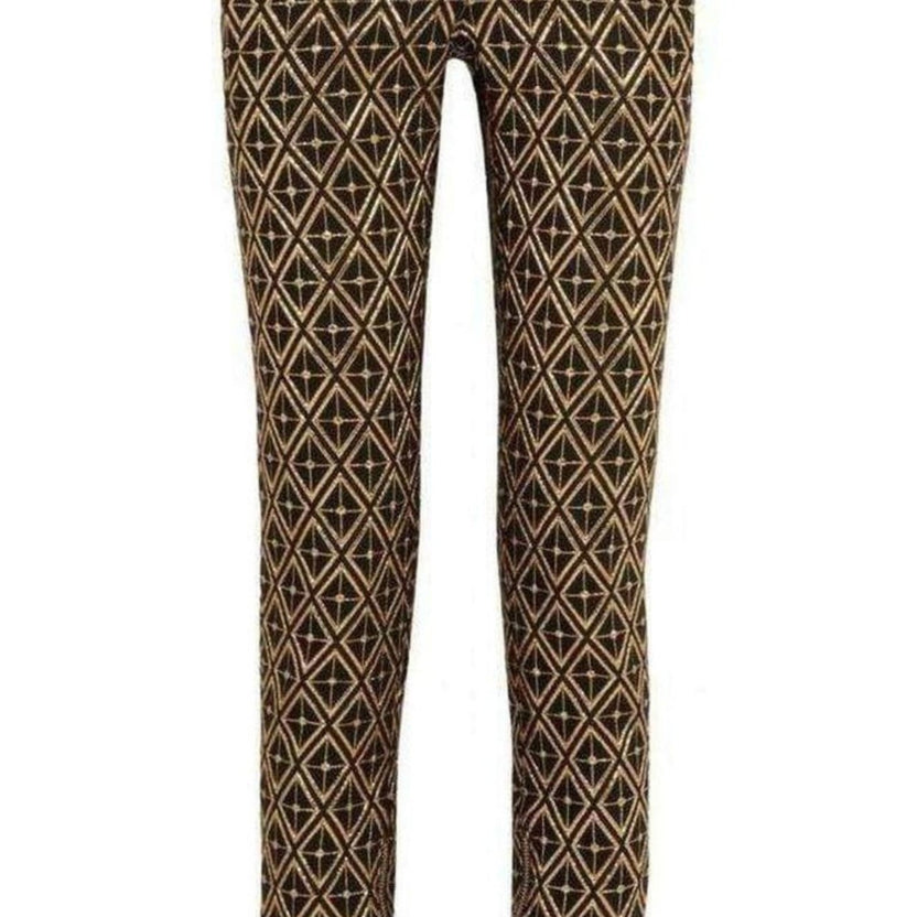 Balmain Metallic Jacquard Skinny Pants in Black and Gold - Runway Catalog