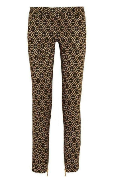 Balmain Metallic Jacquard Skinny Pants in Black and Gold - Runway Catalog