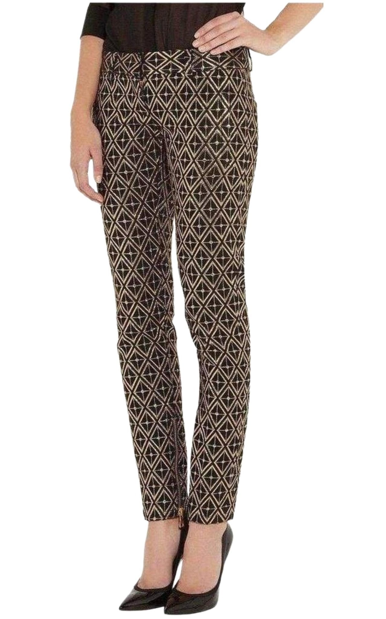 Balmain Metallic Jacquard Skinny Pants in Black and Gold - Runway Catalog