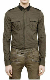 Military Khaki Shirt Style Balmain