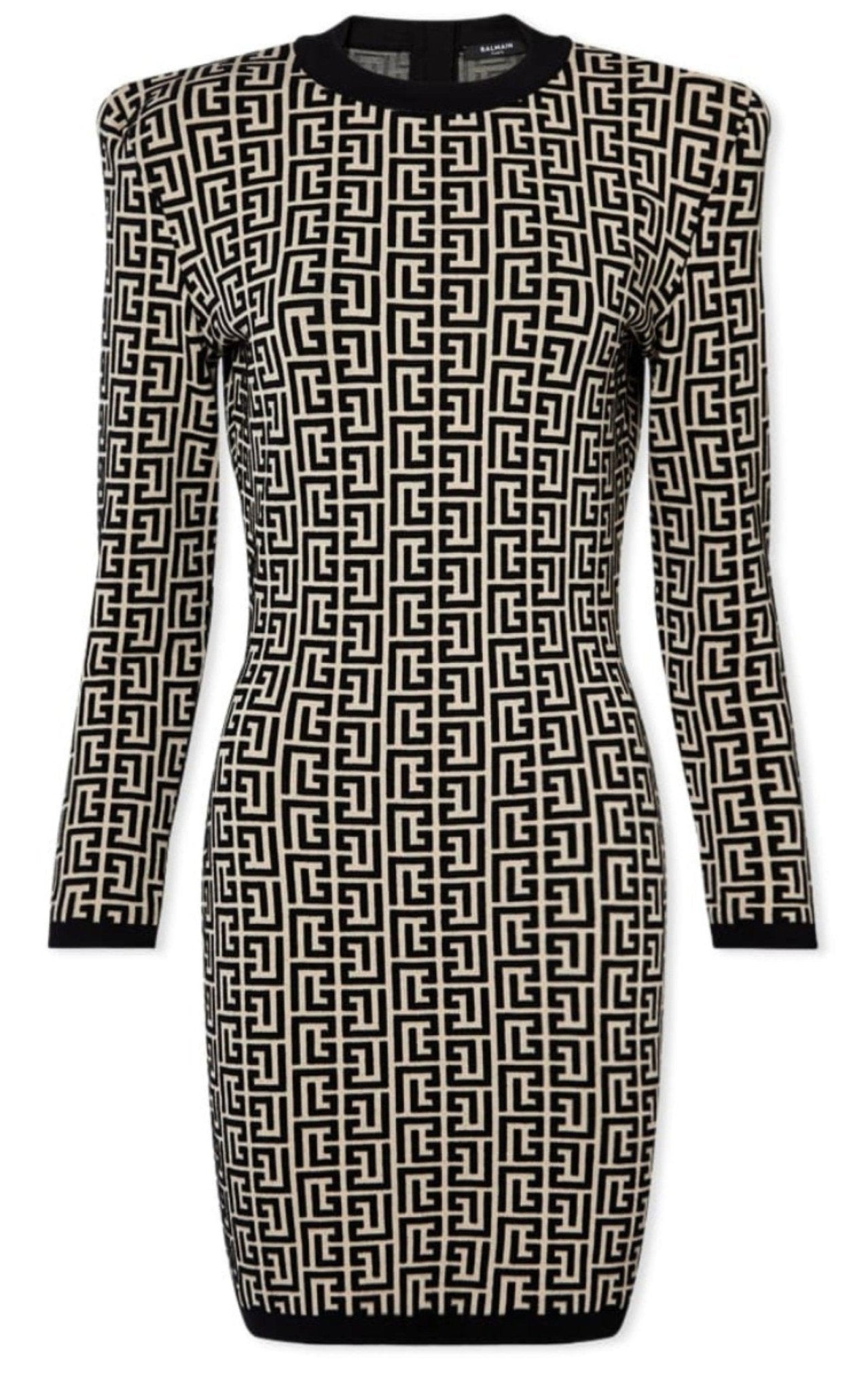 Balmain Monogram Jacquard Wool Blend Minidress - Runway Catalog