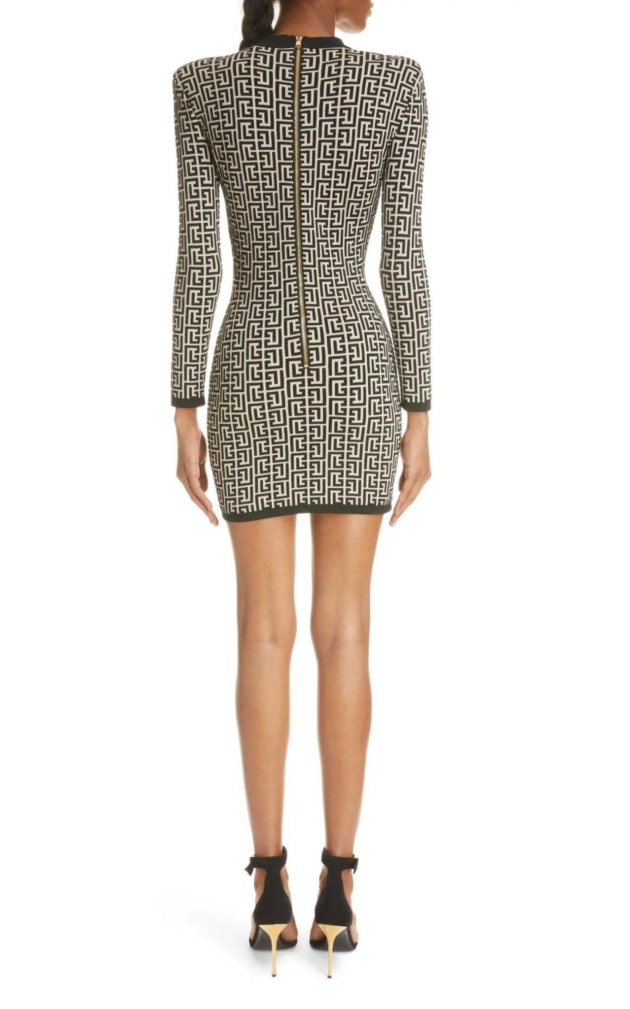 Balmain Monogram Jacquard Wool Blend Minidress - Runway Catalog