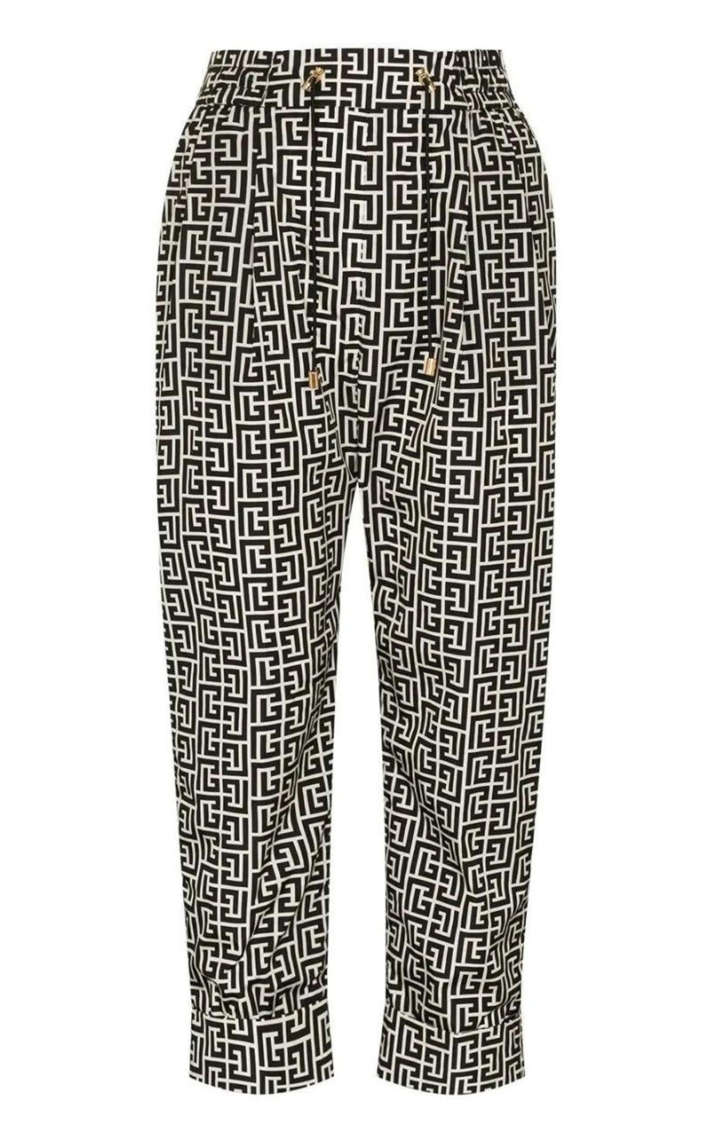 Balmain Monogram Print Cropped Track Pants