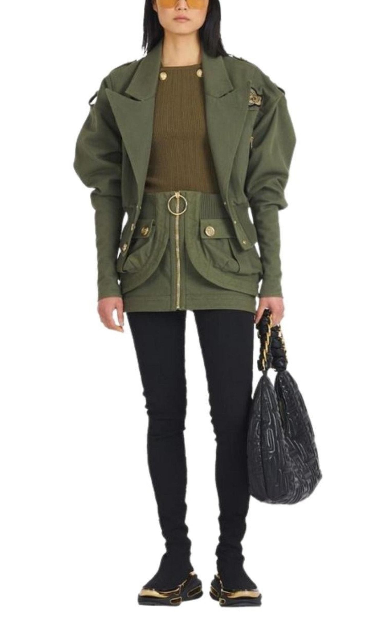 Balmain Patch - pockets Mini Denim Skirt - Runway Catalog