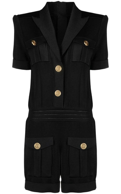 Balmain Peak Lapel Knitted Jumpsuit - Runway Catalog