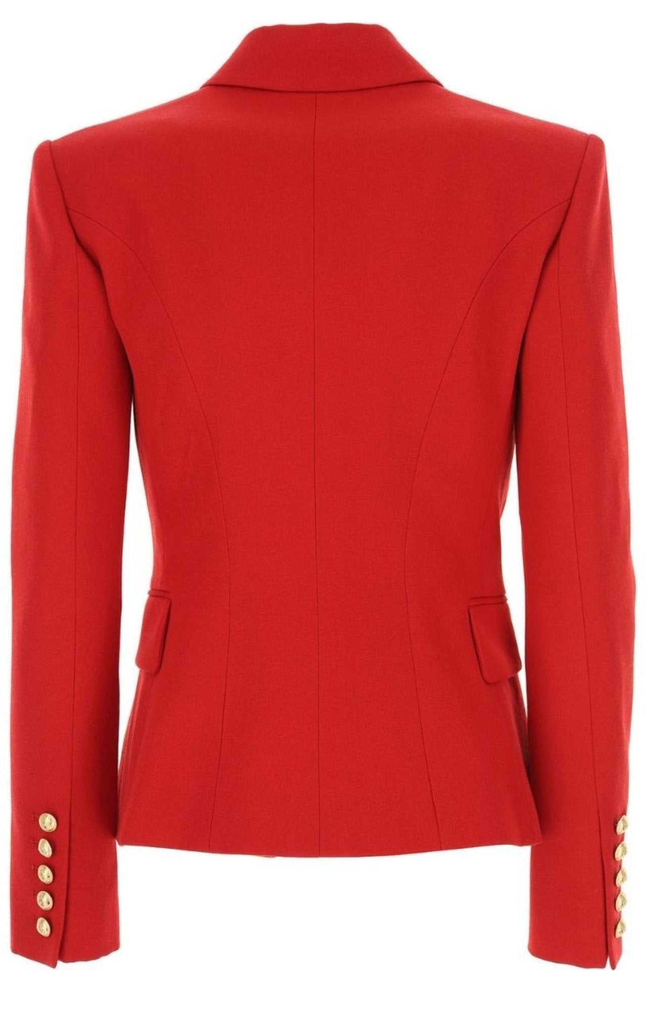 Balmain Red Double Breasted Tailored Wool Blazer - Runway Catalog