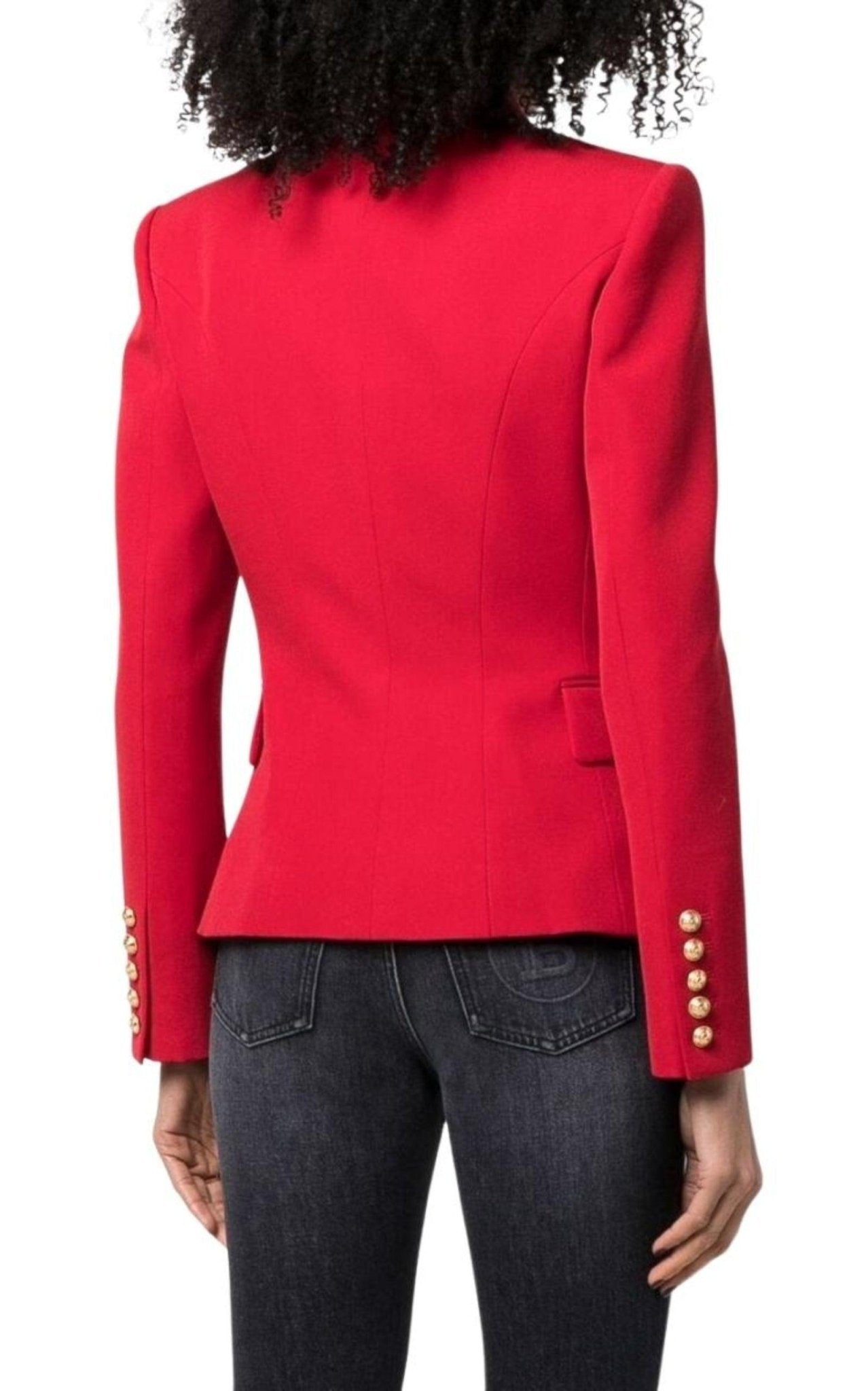 Balmain Red Double Breasted Tailored Wool Blazer - Runway Catalog