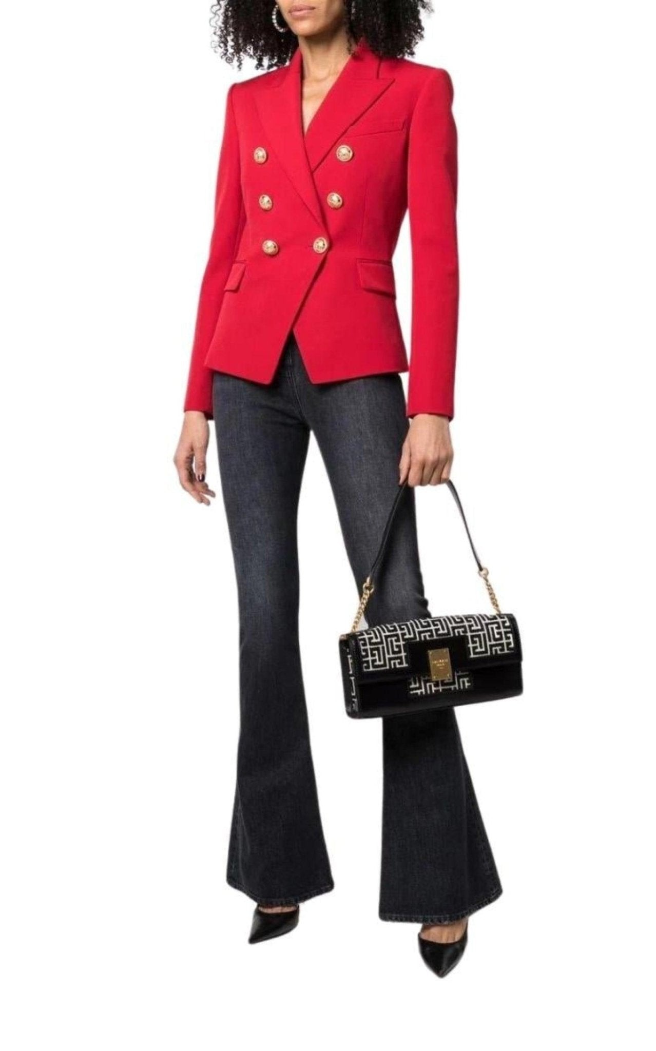 Balmain Red Double Breasted Tailored Wool Blazer - Runway Catalog