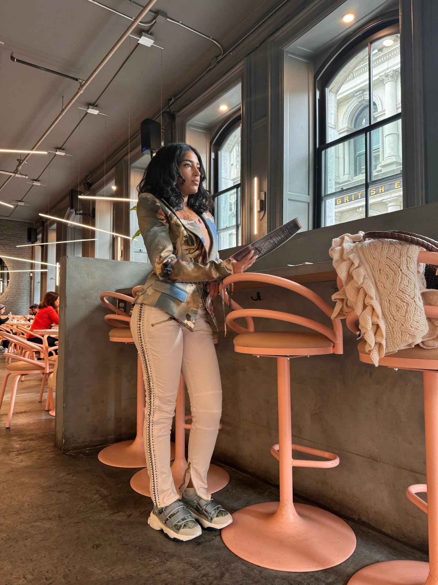 Balmain Rose Pink Low - Rise Lace & Chain Biker Jeans - Runway Catalog