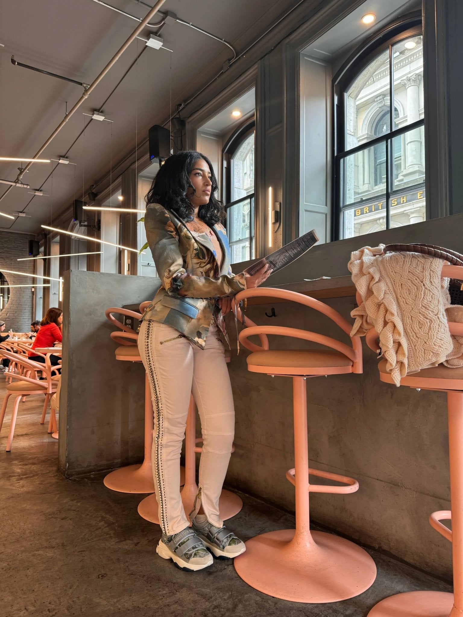 Balmain Rose Pink Low - Rise Lace & Chain Biker Jeans - Runway Catalog