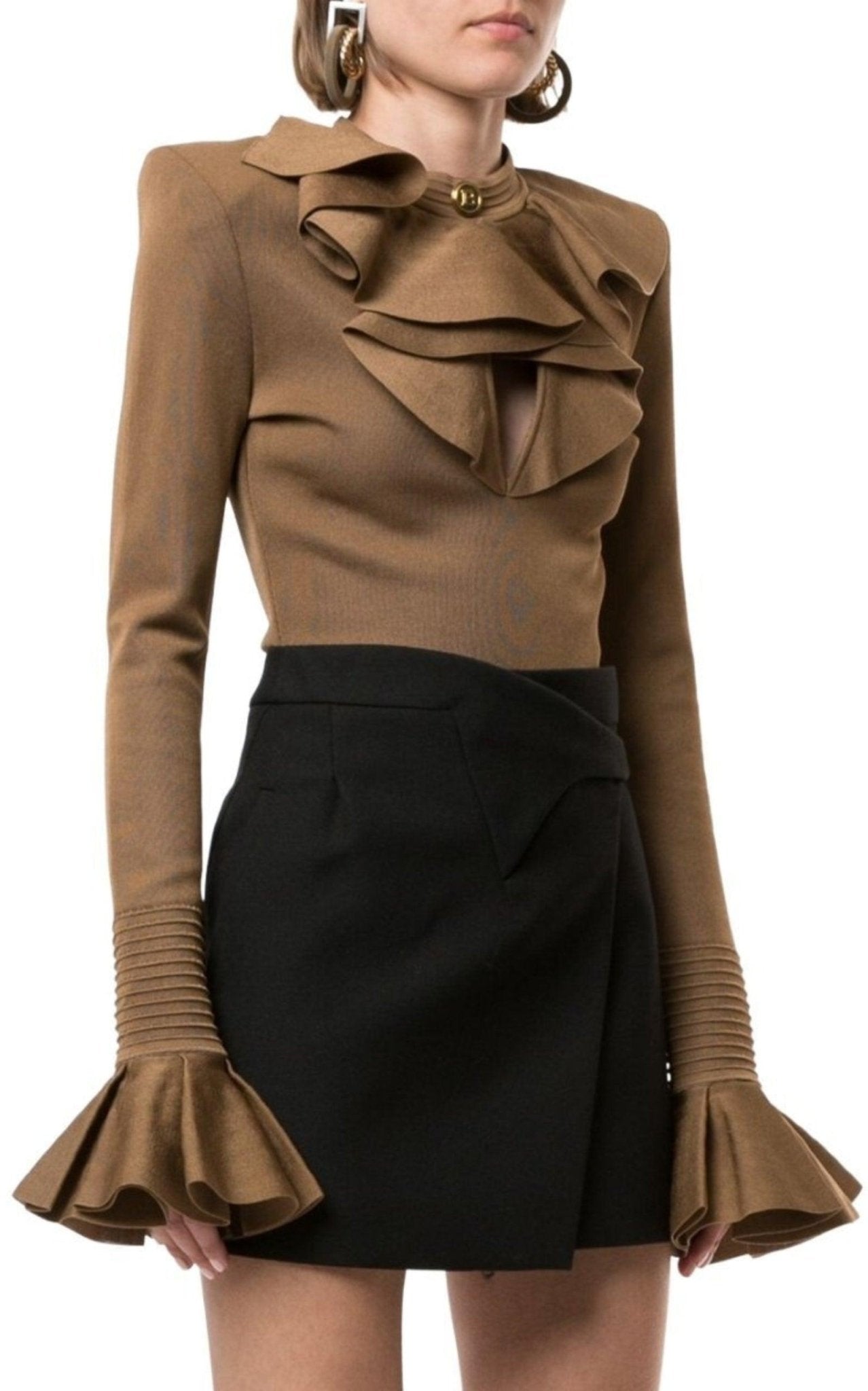 Balmain Ruffled Knit Bodysuit - Runway Catalog