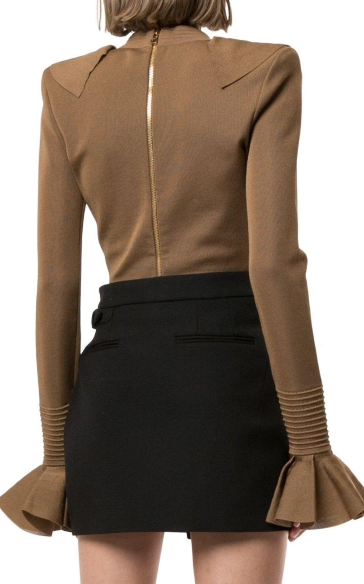 Balmain Ruffled Knit Bodysuit - Runway Catalog