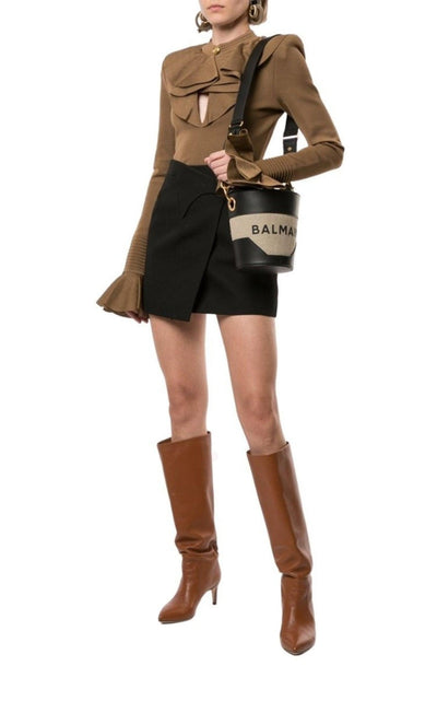 Balmain Ruffled Knit Bodysuit - Runway Catalog