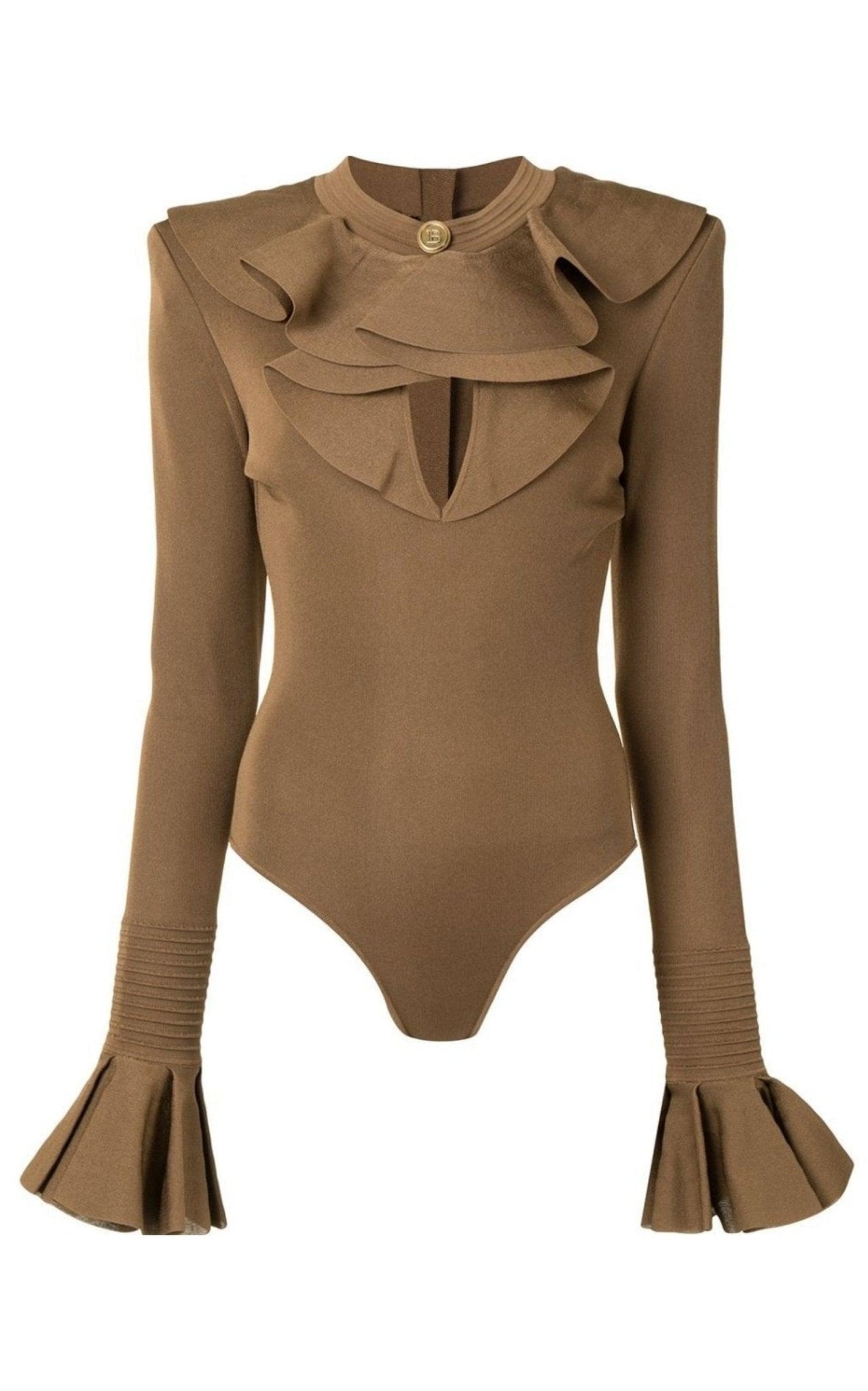 Balmain Ruffled Knit Bodysuit - Runway Catalog