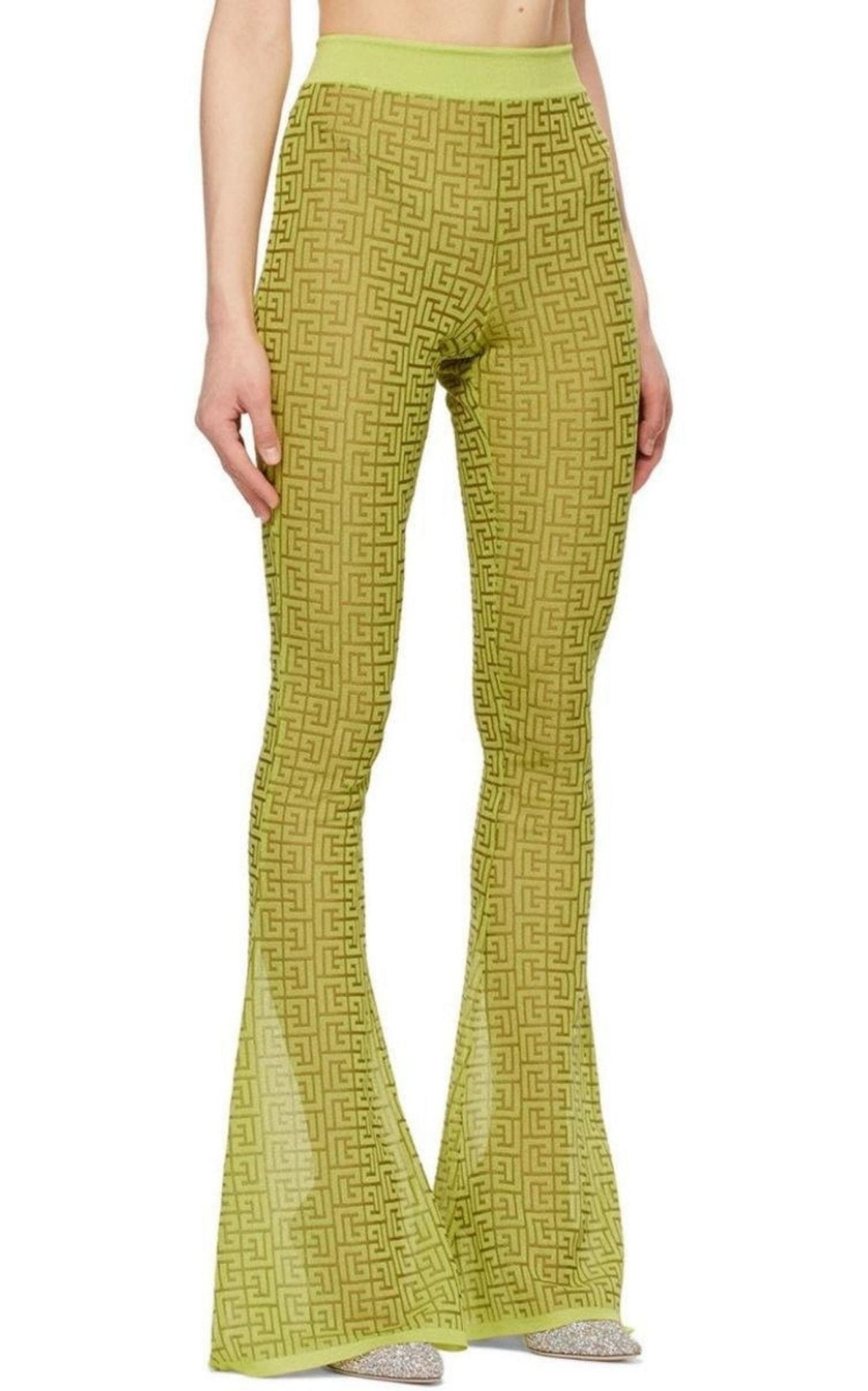 Balmain Semi - sheer Monogram Pattern Flared Pants - Runway Catalog