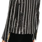 Sequinned Black White Striped Spencer Jacket Balmain