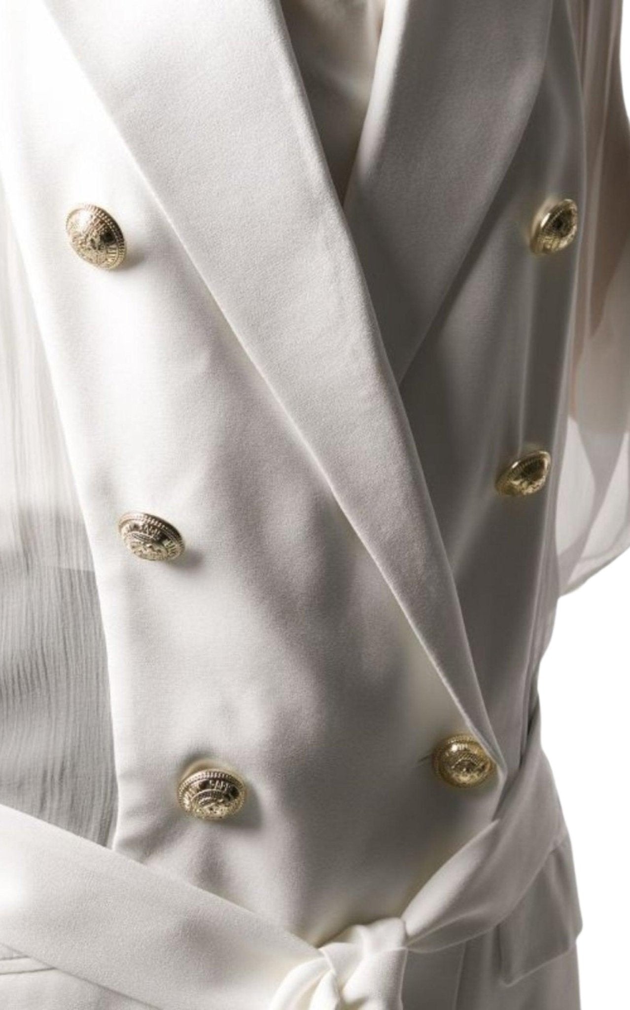 Balmain Sheer Panel Double - Breasted Silk Blazer - Runway Catalog