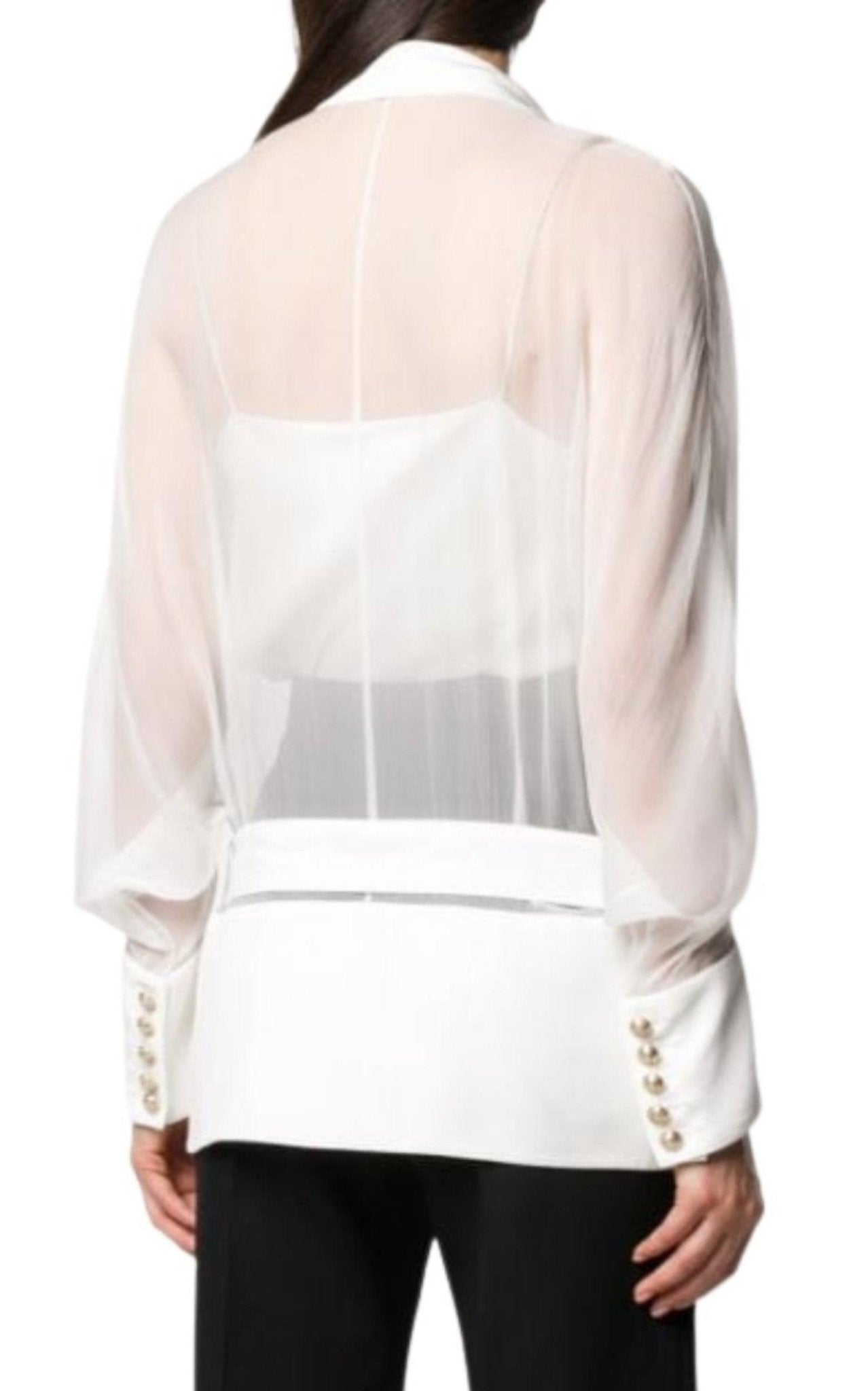 Balmain Sheer Panel Double - Breasted Silk Blazer - Runway Catalog