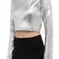 Balmain Silver Cropped Wool-blend Sweater