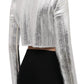 Balmain Silver Cropped Wool-blend Sweater