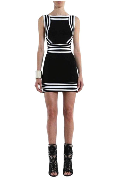 Balmain Square - neck Stripe - trim Knit Dress - Runway Catalog