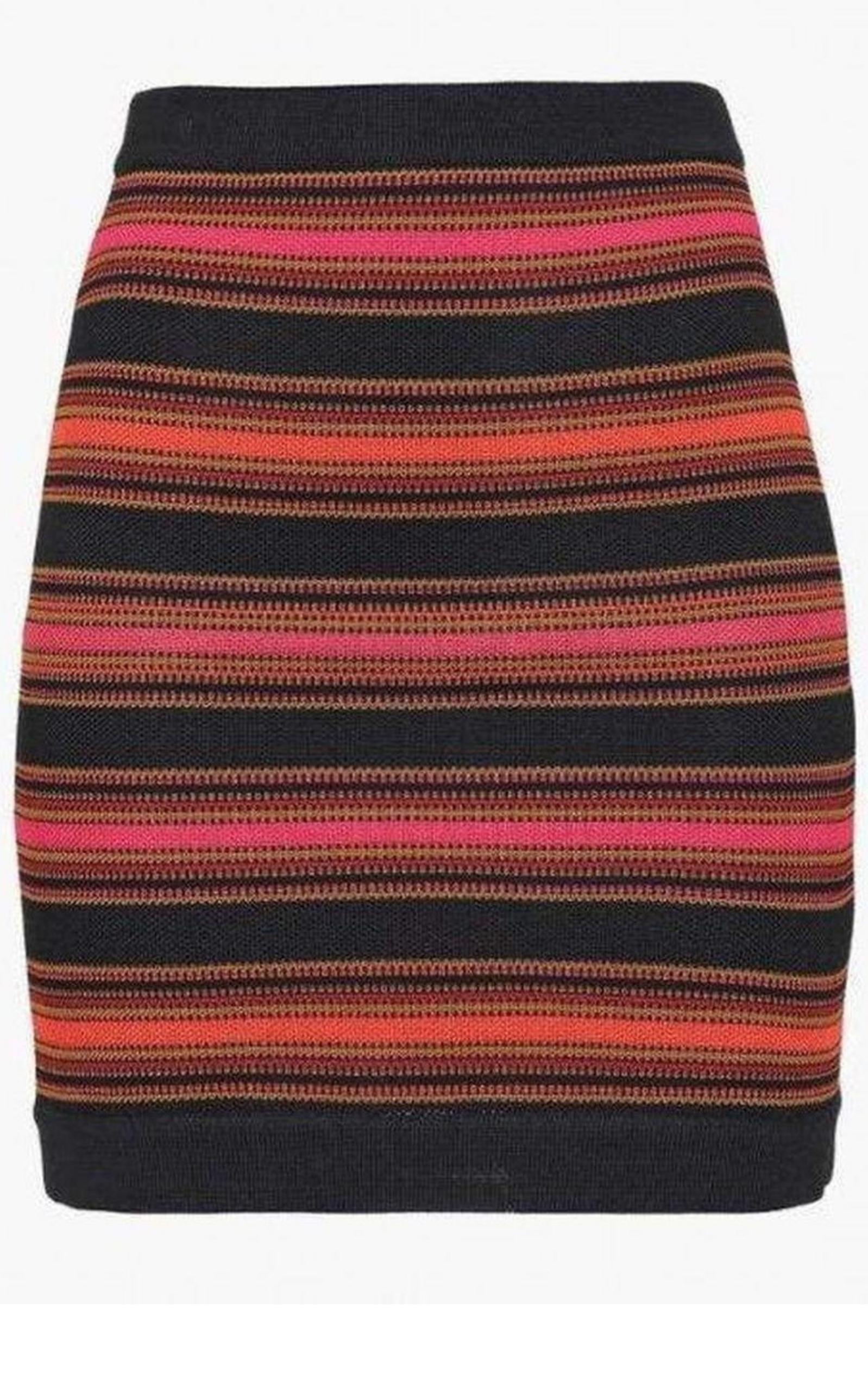 Striped Stretch-Knit Mini Skirt Balmain