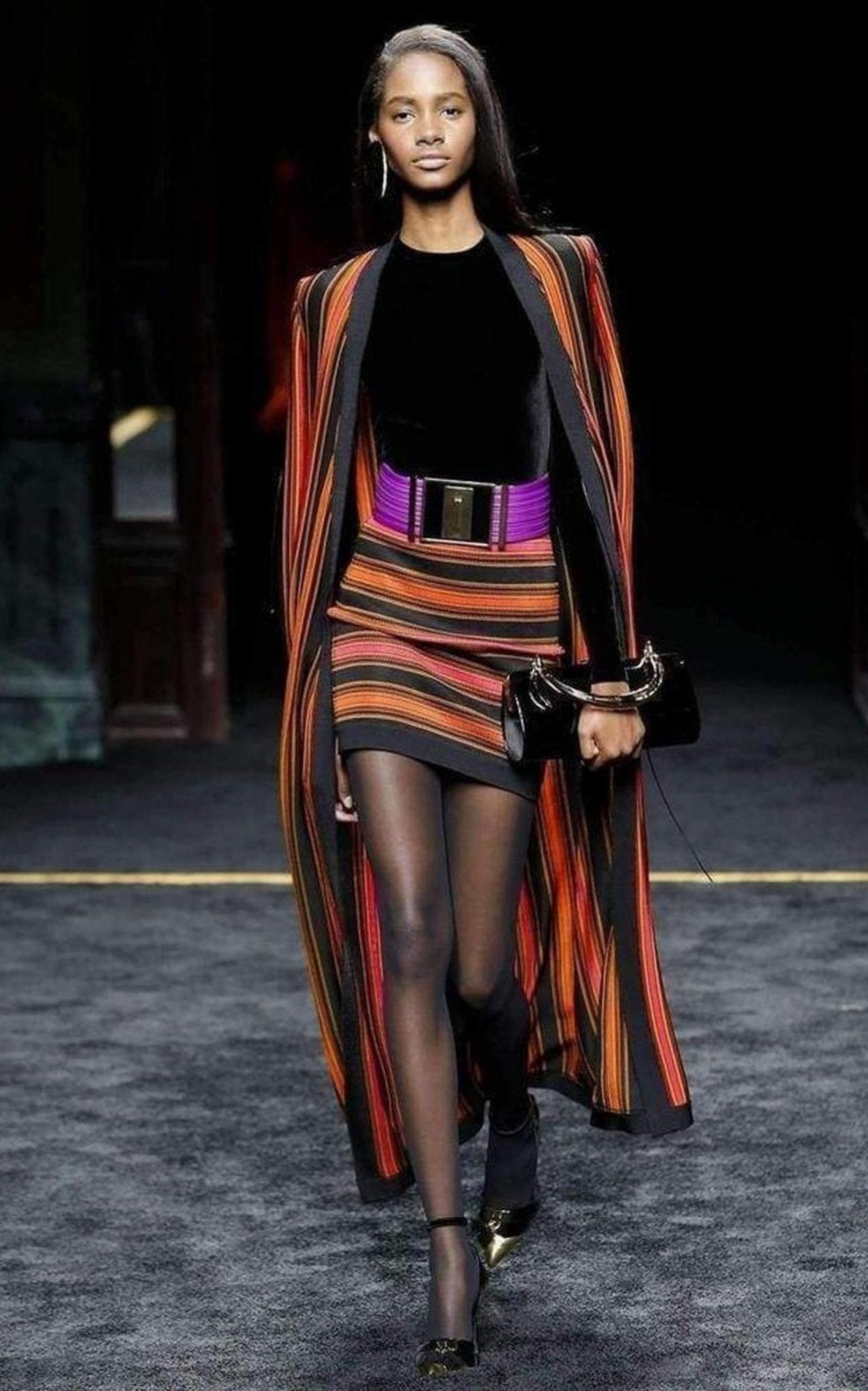 Balmain Striped Stretch - Knit Mini Skirt - Runway Catalog
