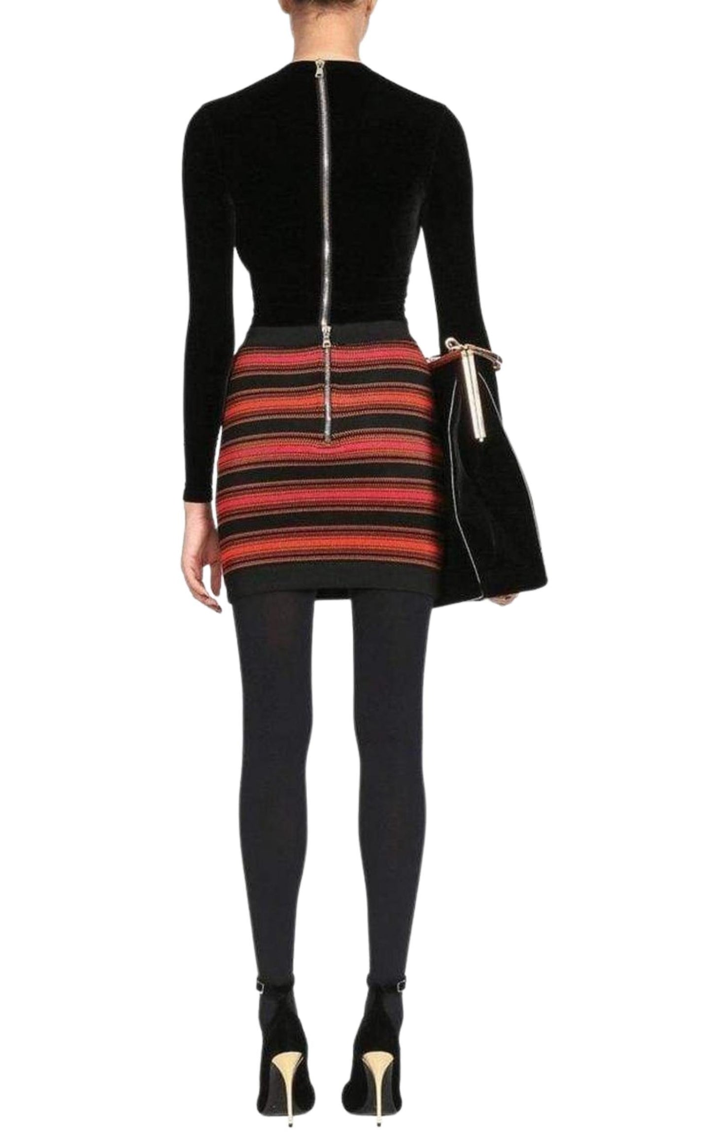 Striped Stretch-Knit Mini Skirt Balmain