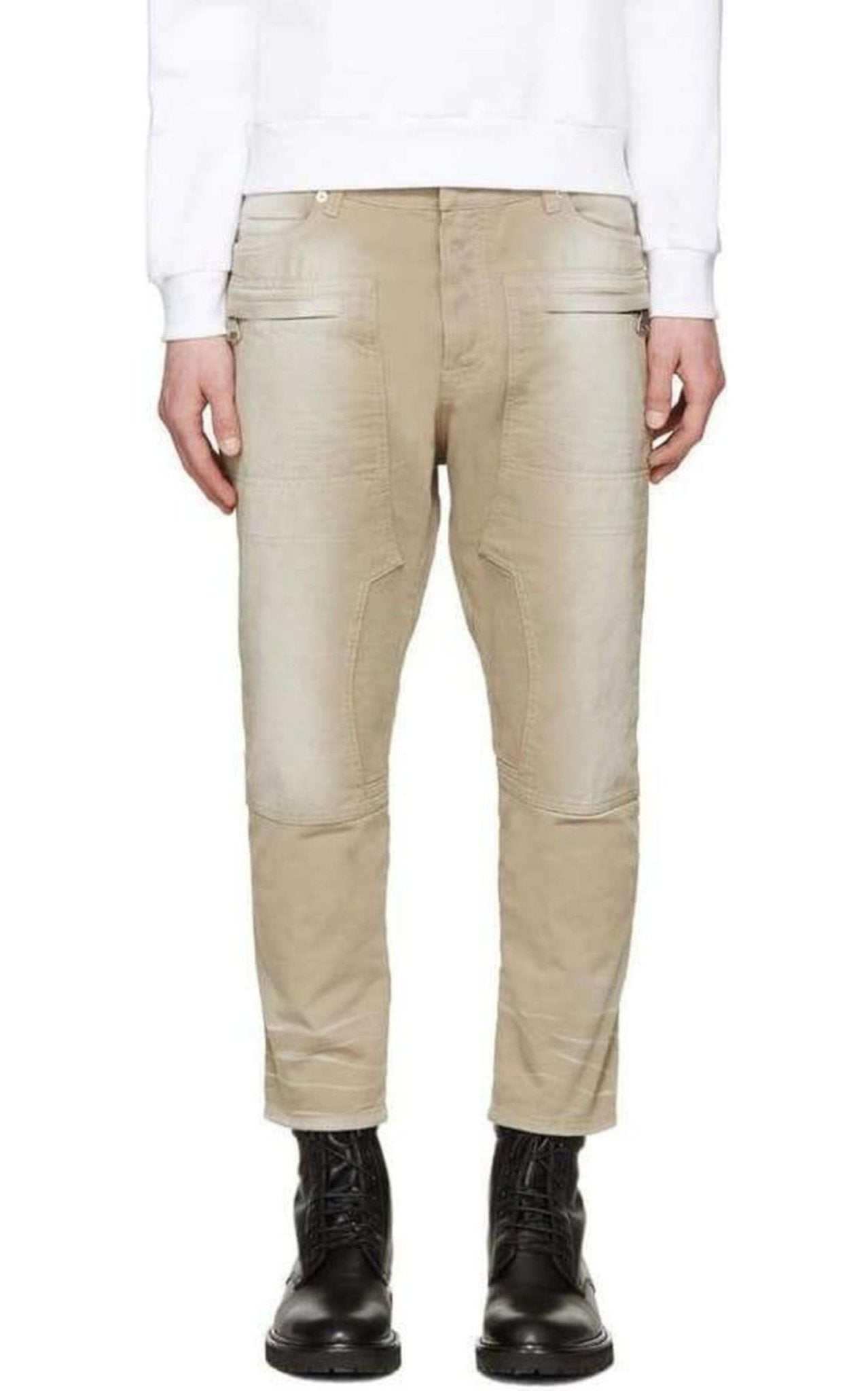 Balmain Tan Cropped Jeans - Runway Catalog