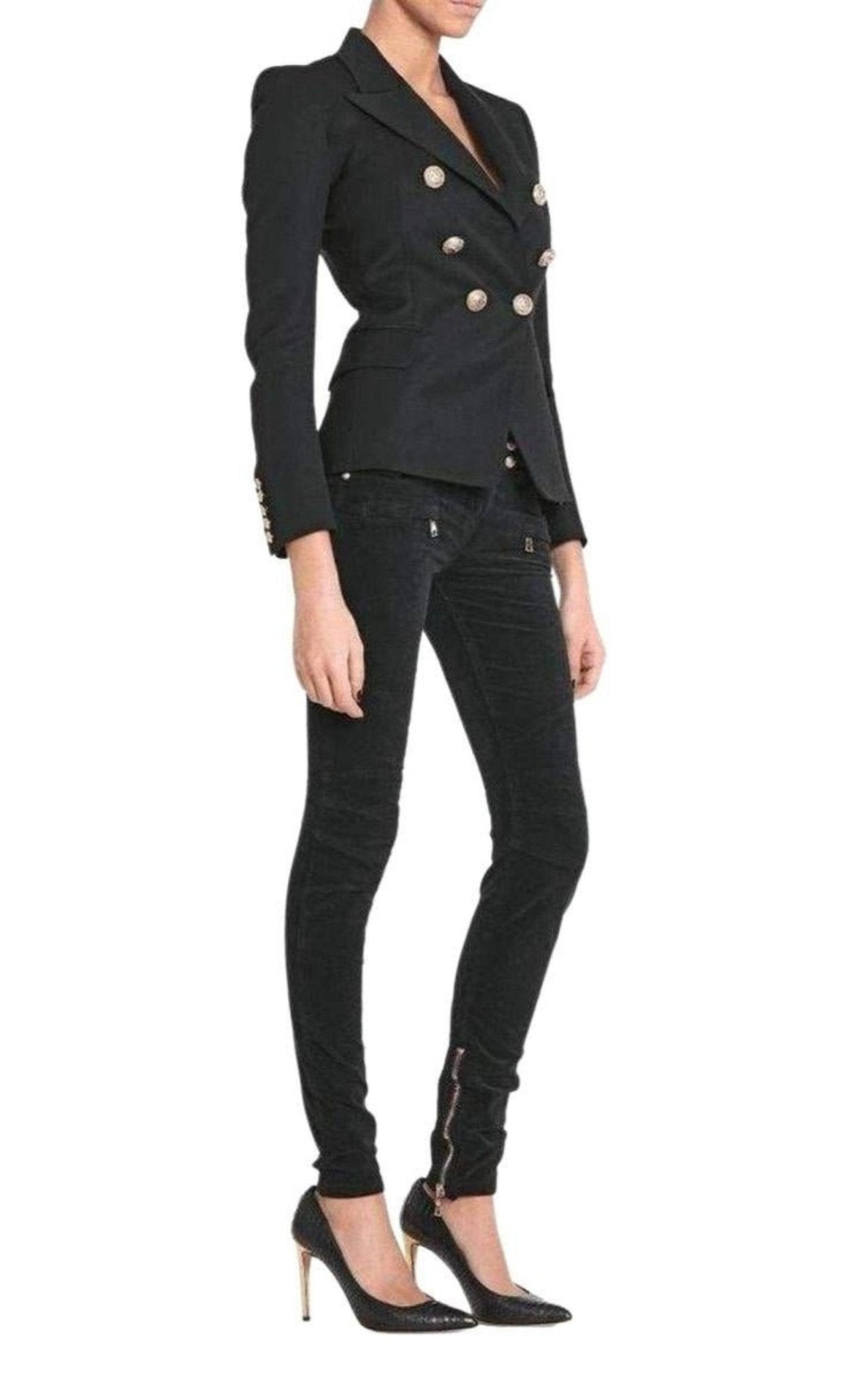 Balmain Velvet Biker Jeans - Runway Catalog
