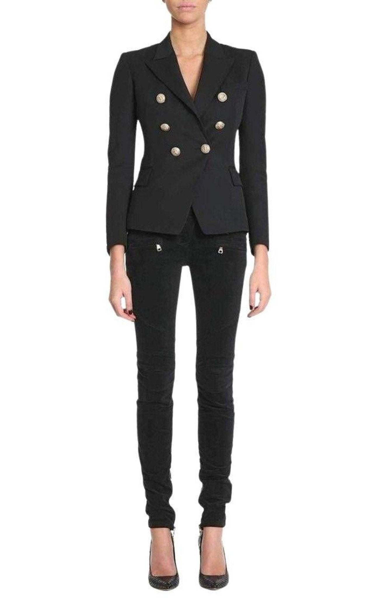 Balmain Velvet Biker Jeans - Runway Catalog