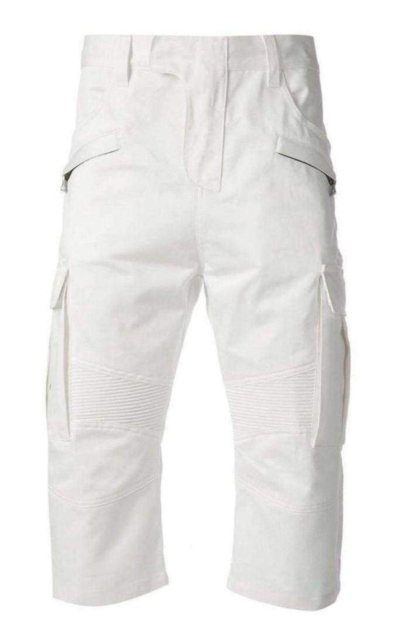 Balmain White Cotton Cargo Biker Shorts - Runway Catalog