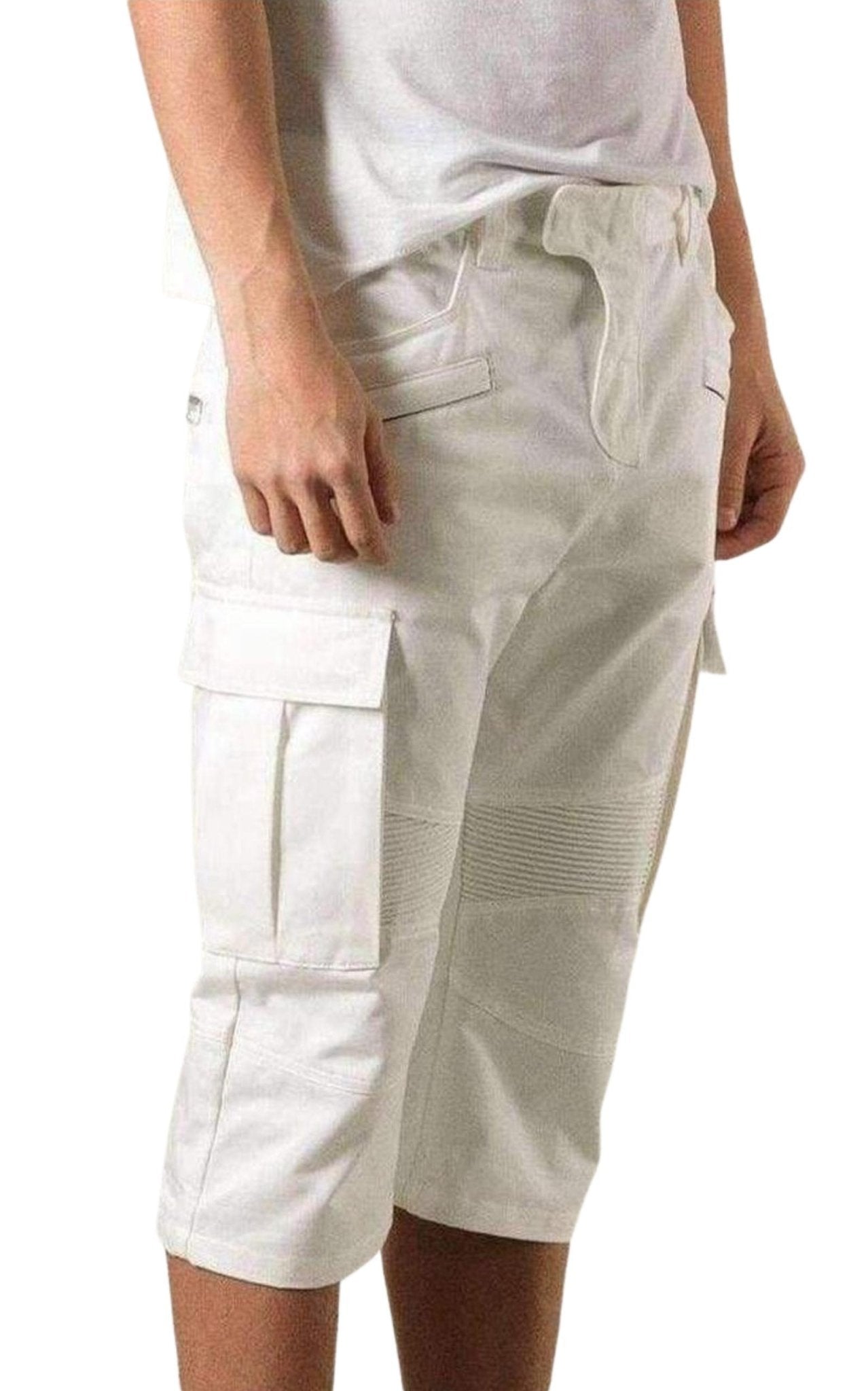 Balmain White Cotton Cargo Biker Shorts - Runway Catalog