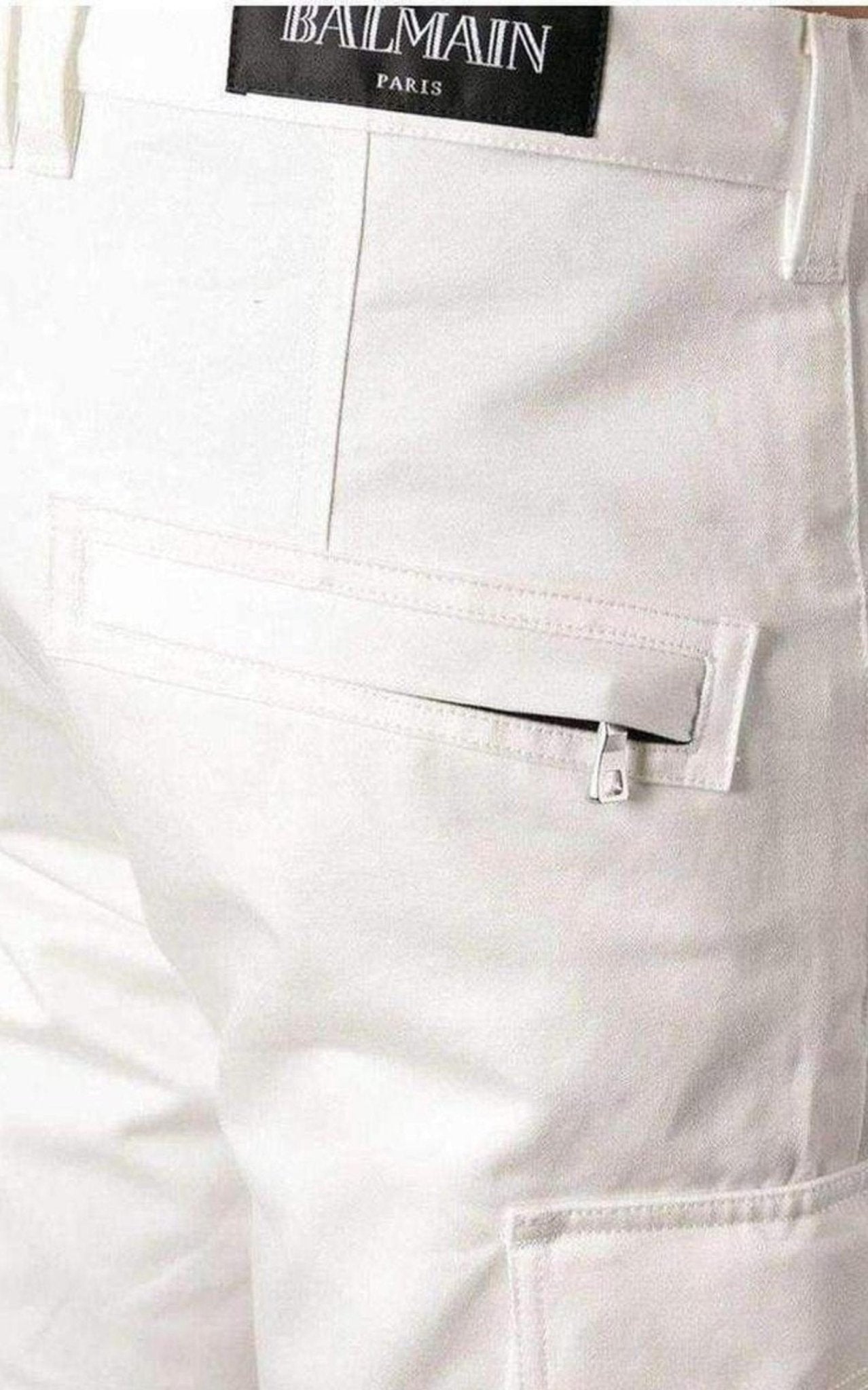 Balmain White Cotton Cargo Biker Shorts - Runway Catalog