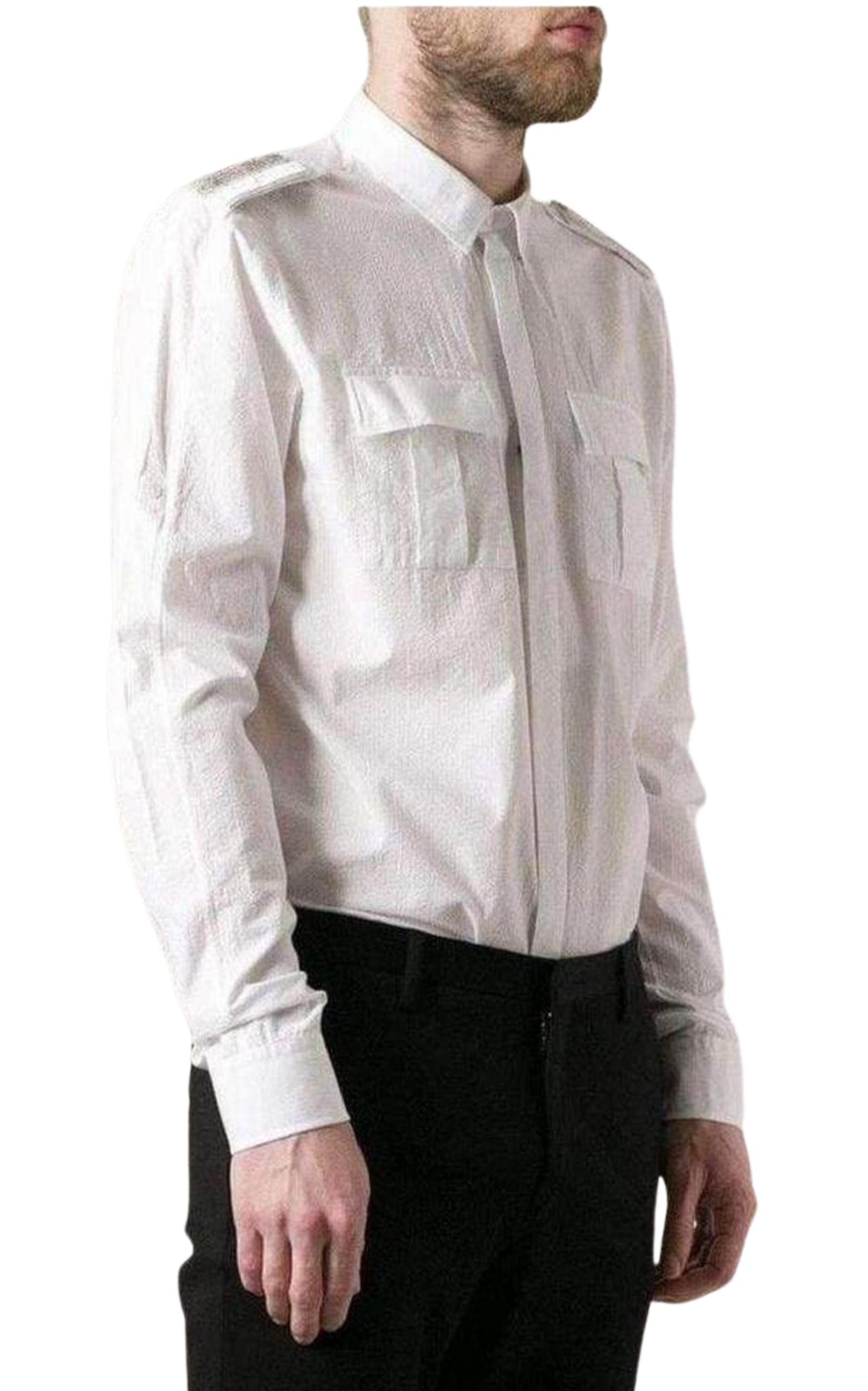 White Cotton Military Shirt Balmain